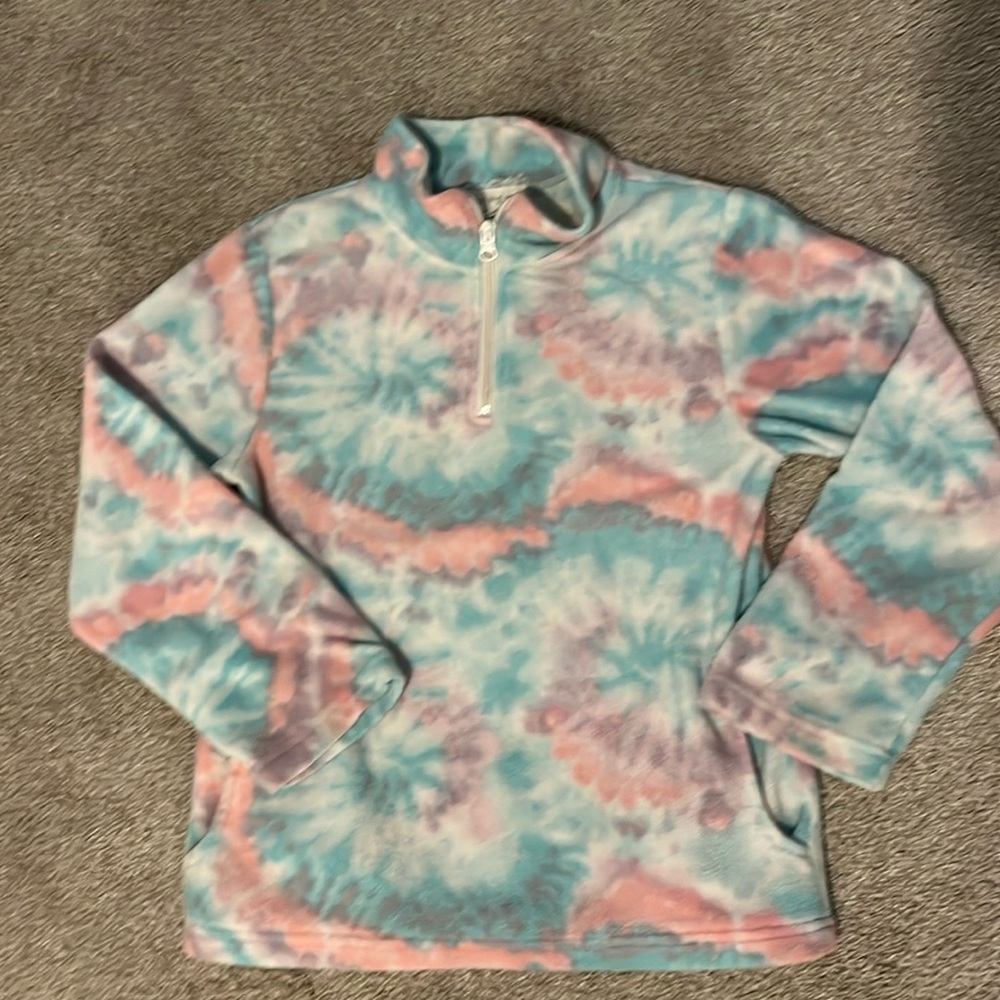 Girls tie dye fleece half zip pull over